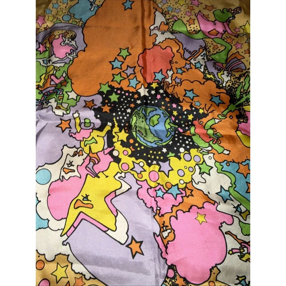 Vtg Peter Max Zodiac Astrology Silk Scarf 21x21” 60s Psychedelic Retro Hippie